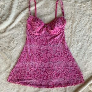 La Senza Y2K Snakeskin Pink Mesh Lingerie Dress Size L